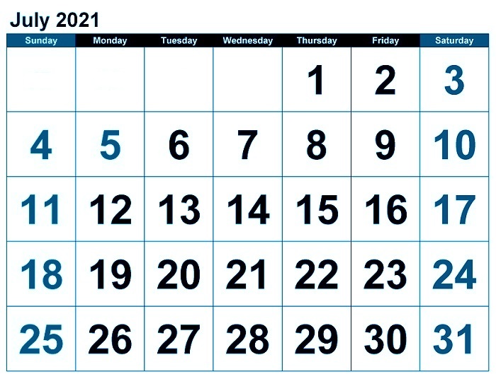 July 2021 Important Days
